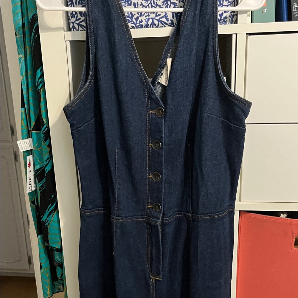 Universal Thread Jean Button-Front Jumpsuit - Picture 3 of 4
